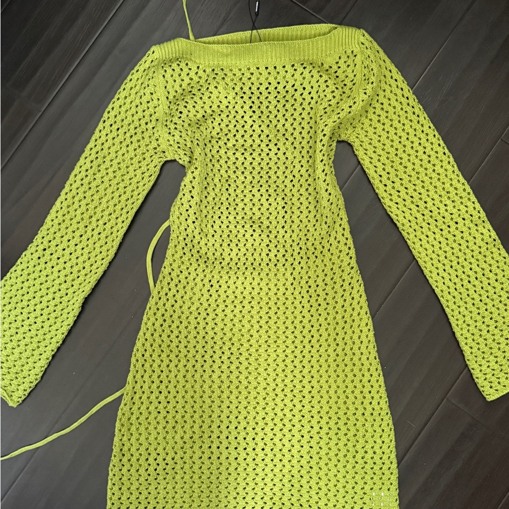Fashion Nova Yellow and Green Ribbed Bodycon Dress
